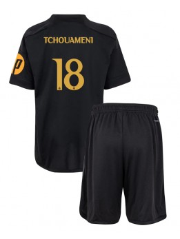 Billige Real Madrid Aurelien Tchouameni #18 Tredjedraktsett Barn 2023-24 Kortermet (+ Korte bukser)